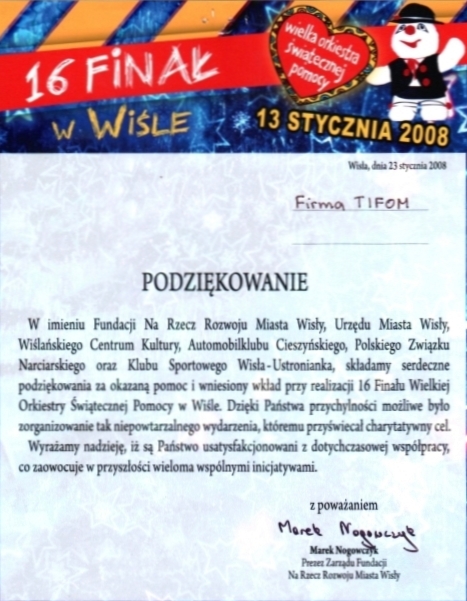 TiFOM997 wspiera Wielką Orkiestrę Świątecznej Pomocy